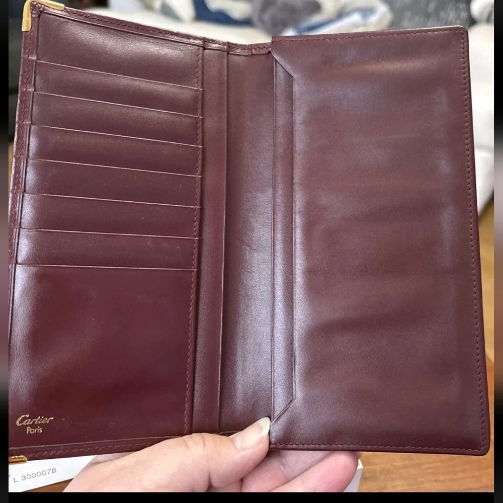 Cartier Burgundy Leather Wallet Card Holder Original Box, Certificate From Store - Picture 2 of 4
